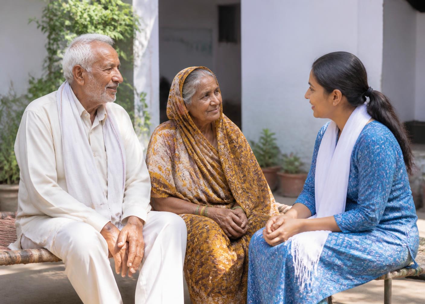 Elderly community members receiving supportive care